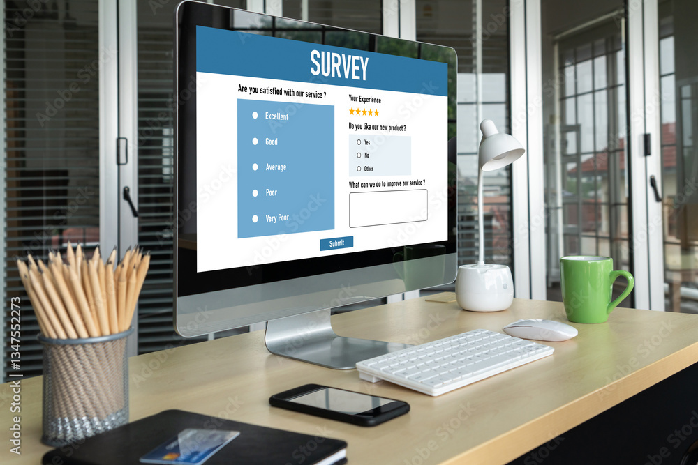 Aufkleber online survey form for modish digital information collection on the internet network