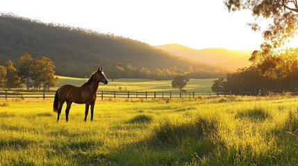 Obraz premium Horse in Golden Meadow