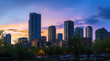 Naklejka premium Cityscape Sunset