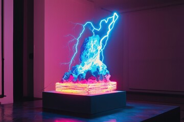 Neon light sculpture mimicking natural lightning