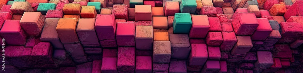 Poster this tech wallpaper boasts a 3d block background with a variety of colors and natural hues, achieved
