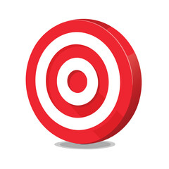 3D glossy Target icon, red and white rings with shadow, realistic style, isolated on transparent background.