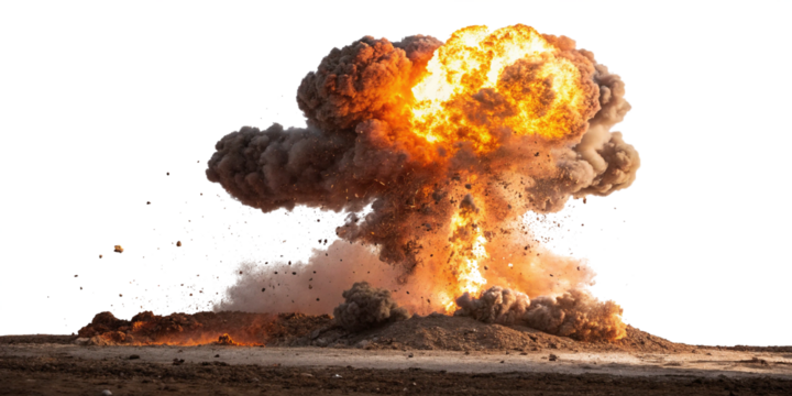 Realistic explosion on transparent background