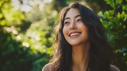 Naklejka premium Smiling Woman in a Garden