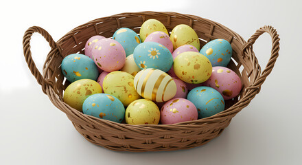 Pastel Easter Eggs in Basket
