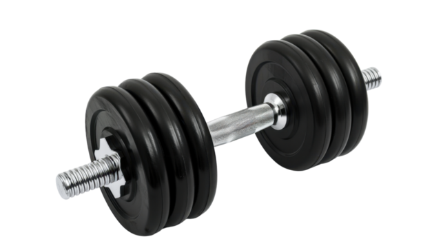 Adjustable dumbbell showing fitness, strength training, and healthy lifestyle on transparent background