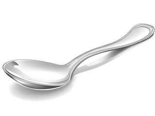 Elegant reflective silver spoon isolated on white background studio shot