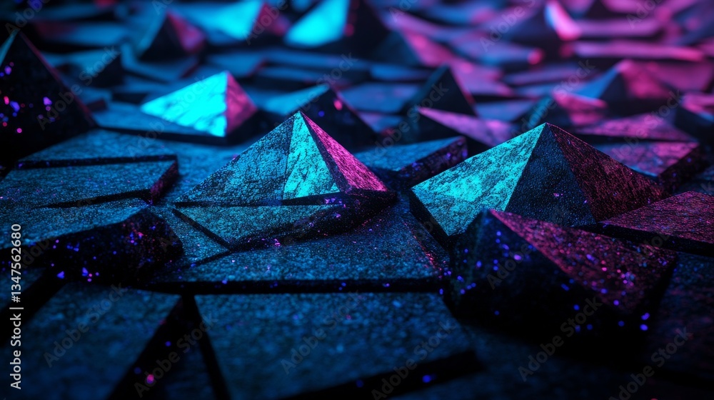 Poster futuristic elements come together in the form of a neon 3d banner with an illuminated blue surface a