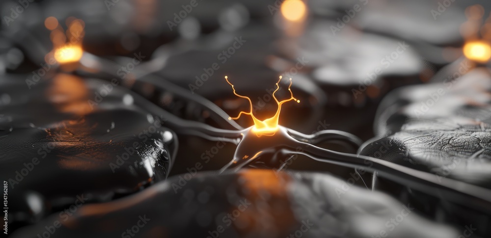 Aufkleber microscopic view of neuron firing detailed 3d of a neural network
