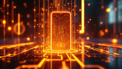 A glowing smartphone showcasing futuristic digital connection technology