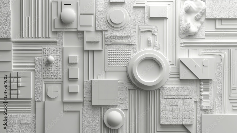 Poster this 3d render depicts an abstract futuristic background composed of neatly organized white 3d shape