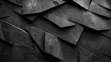 A 3D render features a triangular wall created from arranged concrete tiles, paired with a semigloss 3D background formed by futuristic blocks