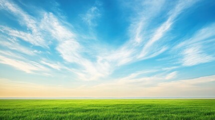 Obraz premium Green Field Under a Clear Sky