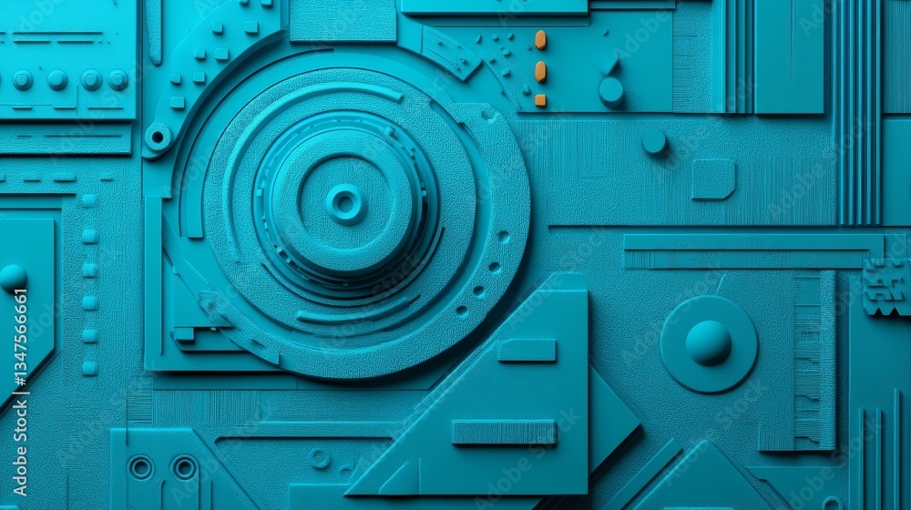 Poster blue 3d blocks are arranged to form a tech abstract background, as depicted in a 3d render