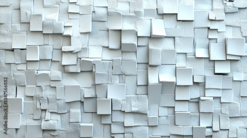 Poster polished arabesque mosaic tiles, arranged to resemble a wall, are displayed on a background of 3d se
