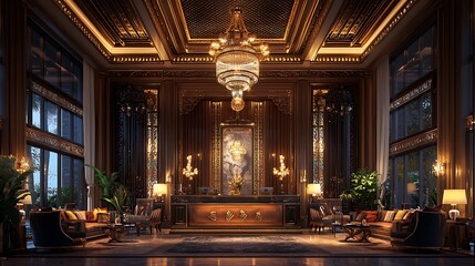 Obraz premium Luxurious hotel lobby, grand and opulent