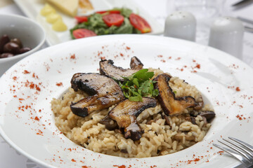 Creamy Parmesan Gourmet Mushroom Risotto. Perfect gluten free Italian meal option.
