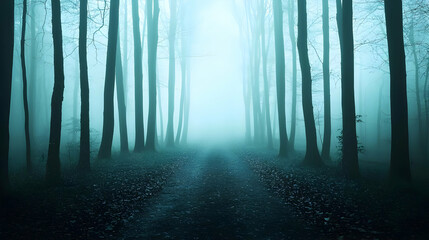 Fototapeta premium Misty Pixelated Forest Pathway