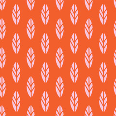 Seamless pattern of hand drawn of doodle leaves on isolated background. Design for festive occasions, greeting cards, home and nursery decor, wrapping paper, scrapbooking, paper crafts.