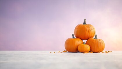 Autumn Pumpkins Sunset Still Life.