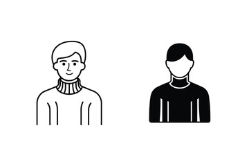 Male Avatar Icons Outline, Solid, User, Profile, Person, Simple, Minimalist, Vector, Graphic, Design