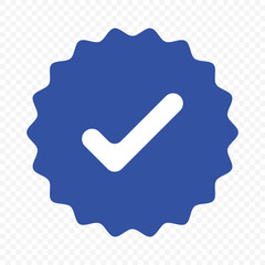 Blue tick verified badge icon vector. Social media official account tick symbol. EPS 10.