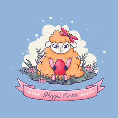 Cute Colorful Easter Goat Sublimation