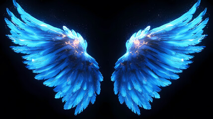 Blue Flaming Wings with Light Reflection