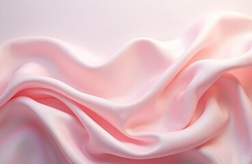 Fototapeta premium Abstract background of luxurious pastel pink fabric. Folded textile, liquid wave or wavy folds silk texture satin material with soft shadows. Romantic delicate textile drape.