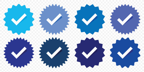 Blue check mark tick verification icon symbol vector. EPS 10.