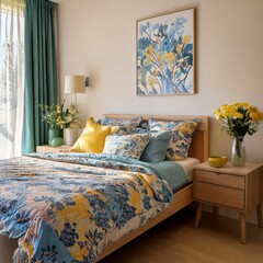 interior of a floral bedroom