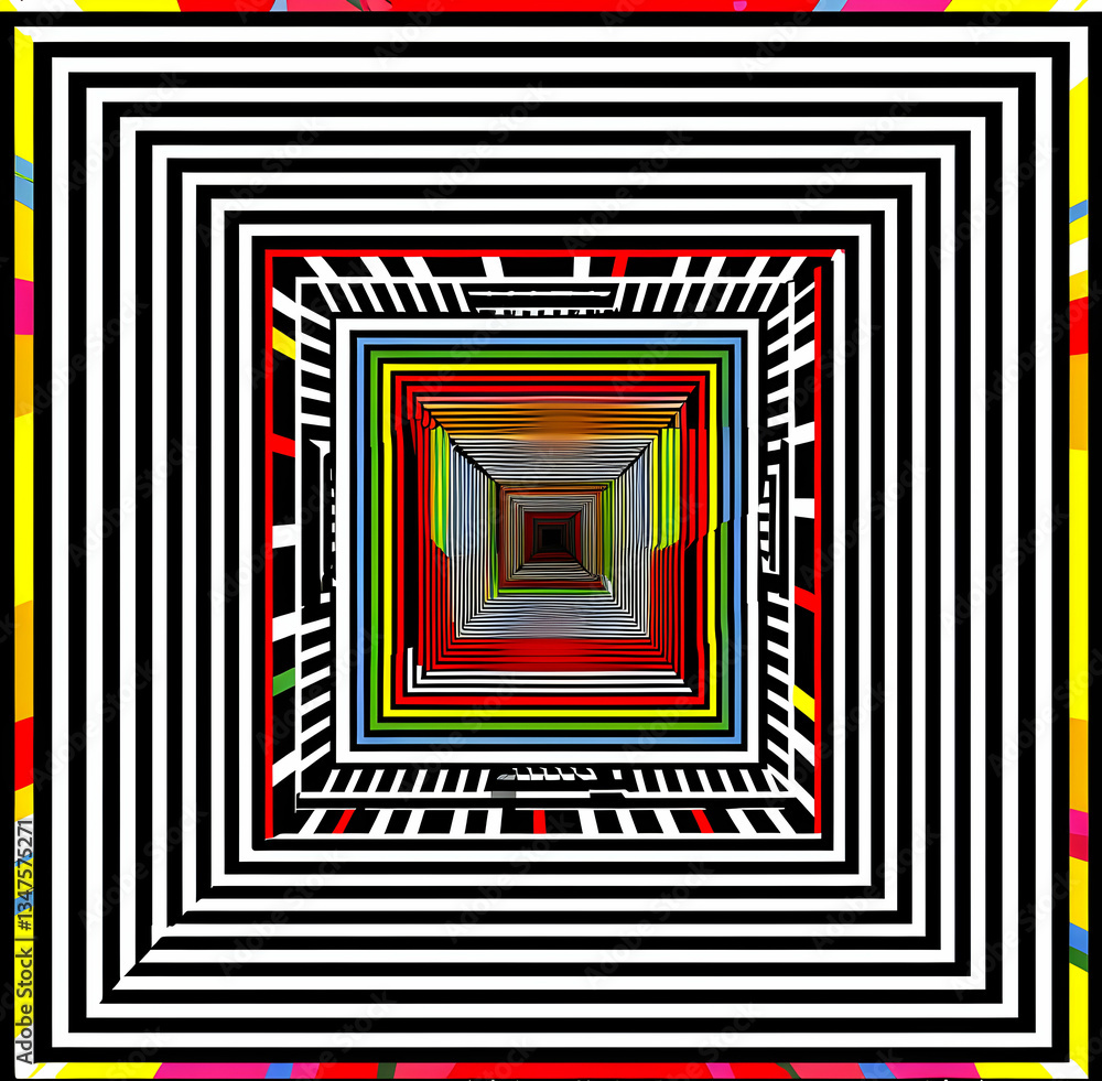 Poster vintage gold geometric vector design with a seamless abstract pattern and a maze-like frame creates 