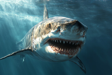 Obraz premium Shark in deep sea