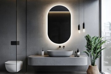 A well-illuminated room showcasing luxury elements in a home bathroom.