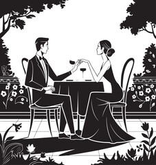 romantic couple in the restaurant