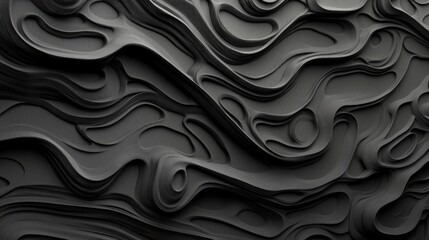 Obraz premium An abstract background has been created using black lines that undulate in a 3D pattern, with a dark render effect applied
