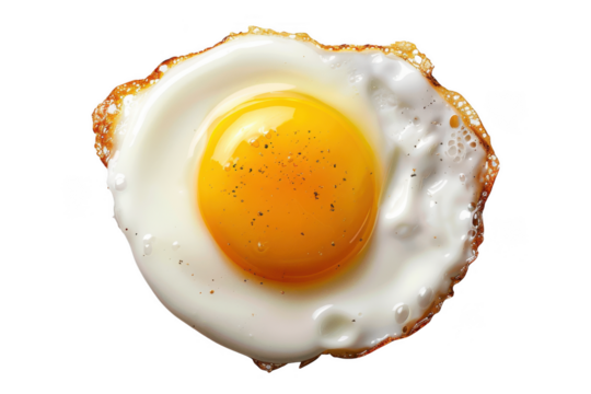 Sunny-Side-Up Egg with Crispy Edges and Glossy Yolk on Transparent Background