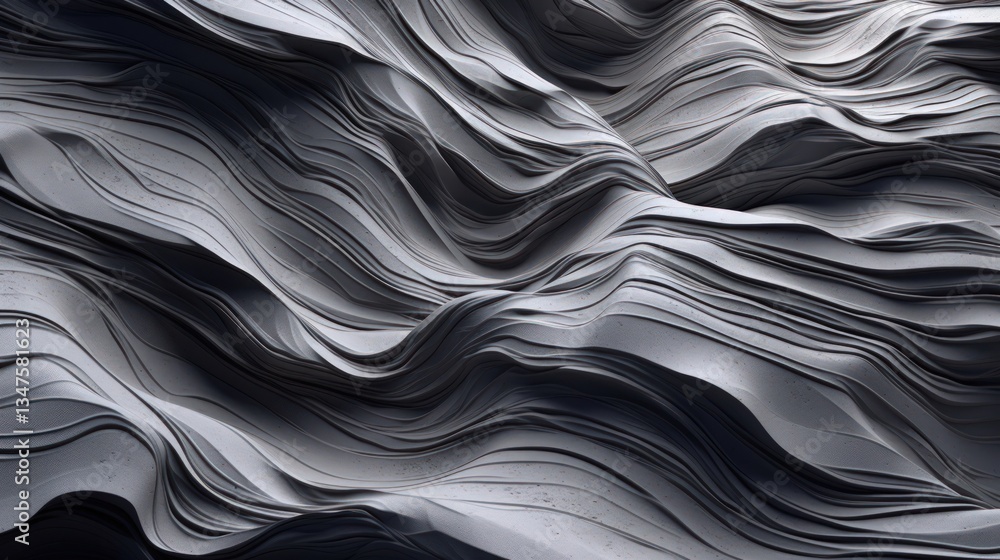 Poster abstract waves of gray paper layers in artistic texture design