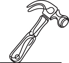 Tool Hammer Line Vector Drawing