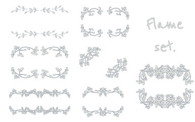 Obraz premium 銀色風の手描き装飾枠セット。