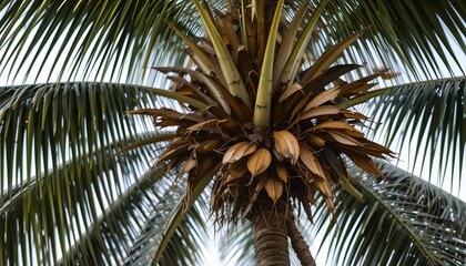 Coconut palm tree isolated on white background.
