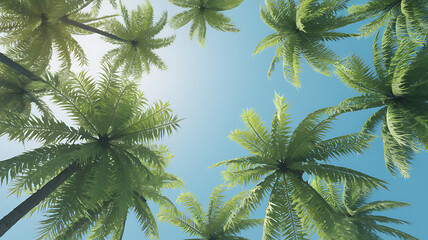 Tropical Paradise: Palm Trees Under a Sunny Sky