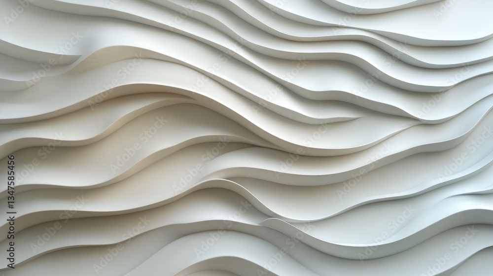 Poster abstract 3d wallpaper is created from undulating white lines and presented in a light render with co