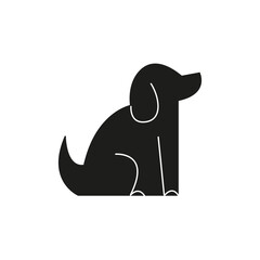 Black silhouette of a dog. Dog icon isolated. Sitting dog icon.  Pet black icon. 
