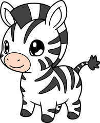 Cute Cartoon Zebra Character with Playful Expression and Striking Black and White Stripes