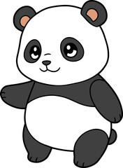 Friendly Cartoon Panda Bear Character with Playful Expression and Cartoonish Features