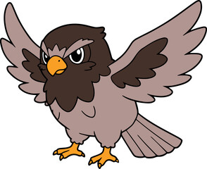 Hawk with Outstretched Wings and Intense Gaze Ready to Take Flight