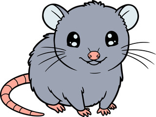 Playful and Adorable Opossum Character Illustration with a Cute Expression and Soft Fur