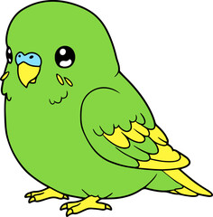 Playful Green Budgie with Yellow Wings