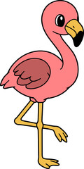 Playful Pink Flamingo Standing on One Leg with Cheerful Expression
